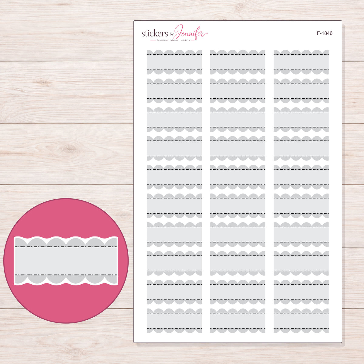 F-1846 planner sticker sheet with enlarged sticker detail