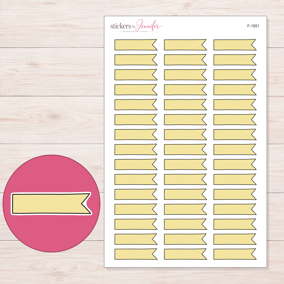 F-1851 planner sticker sheet with enlarged sticker detail
