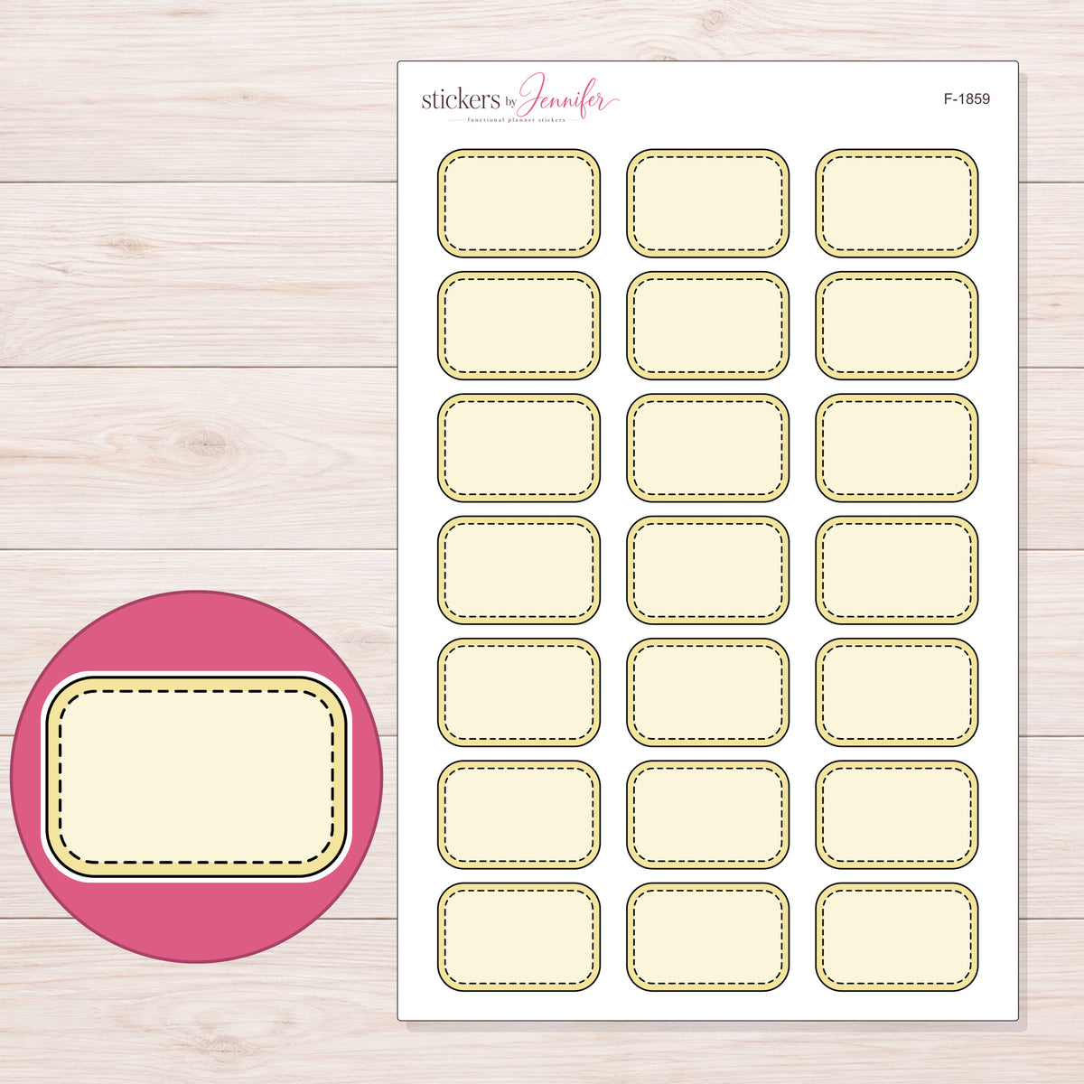 F-1859 planner sticker sheet with enlarged sticker detail