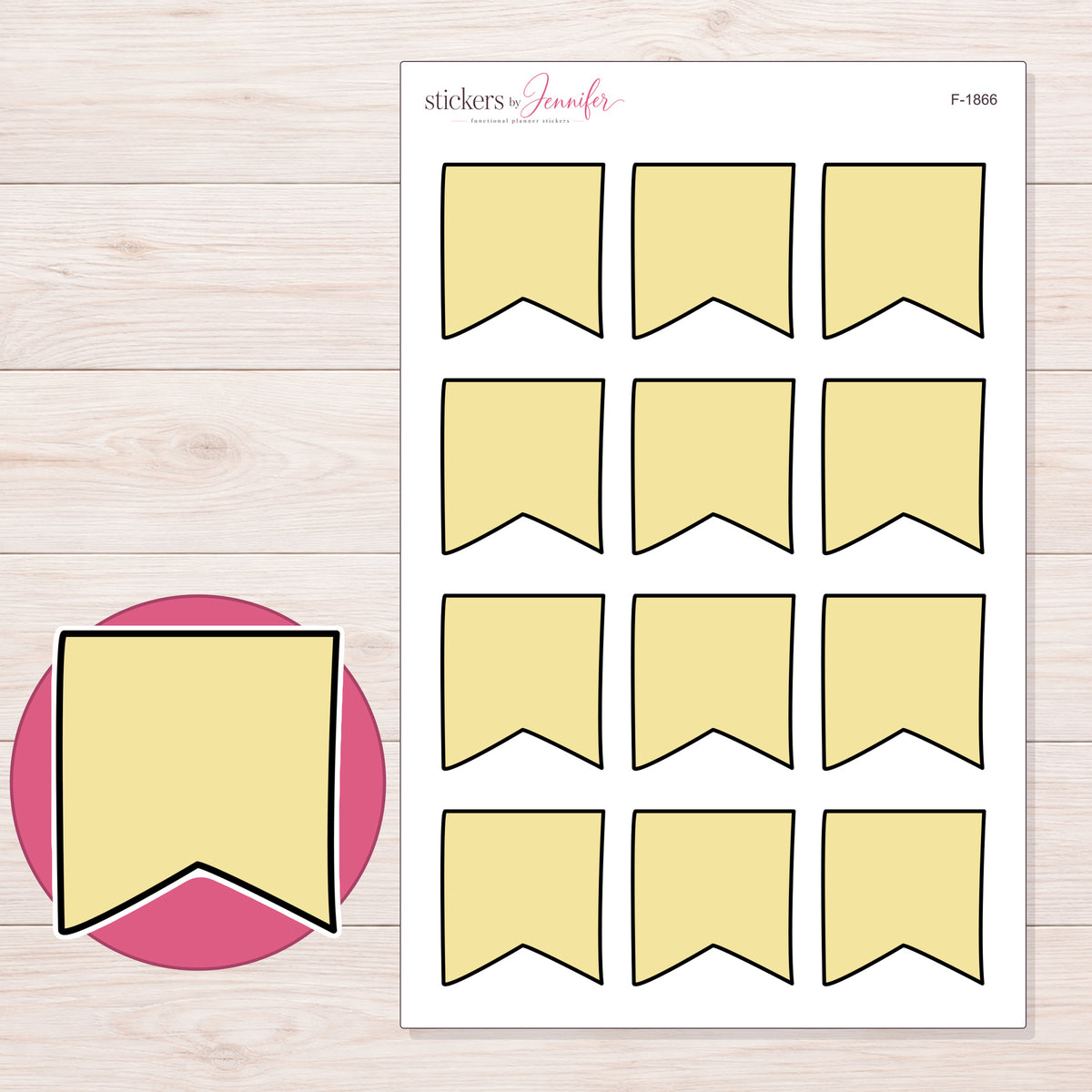 F-1866 planner sticker sheet with enlarged sticker detail