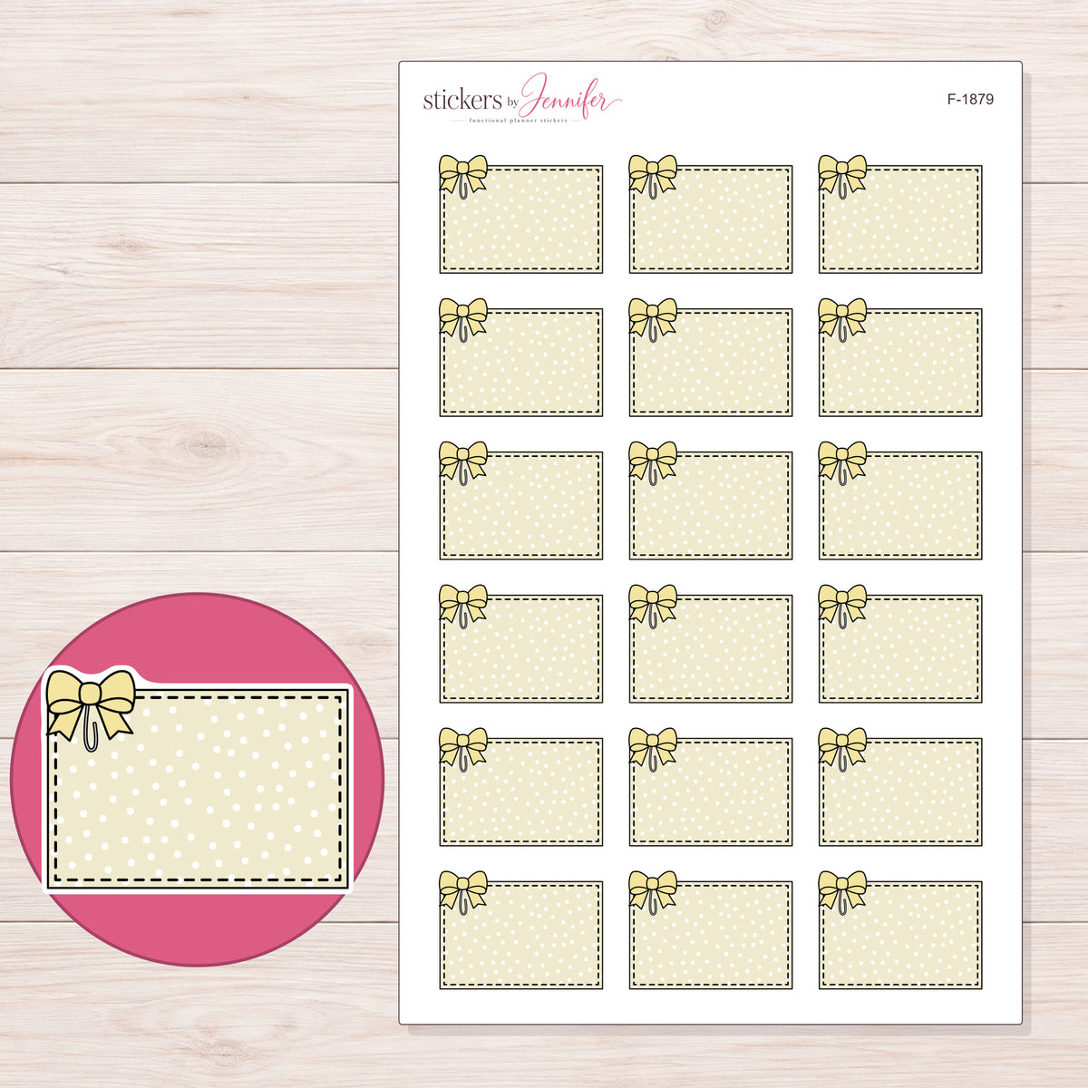 F-1879 planner sticker sheet with enlarged sticker detail