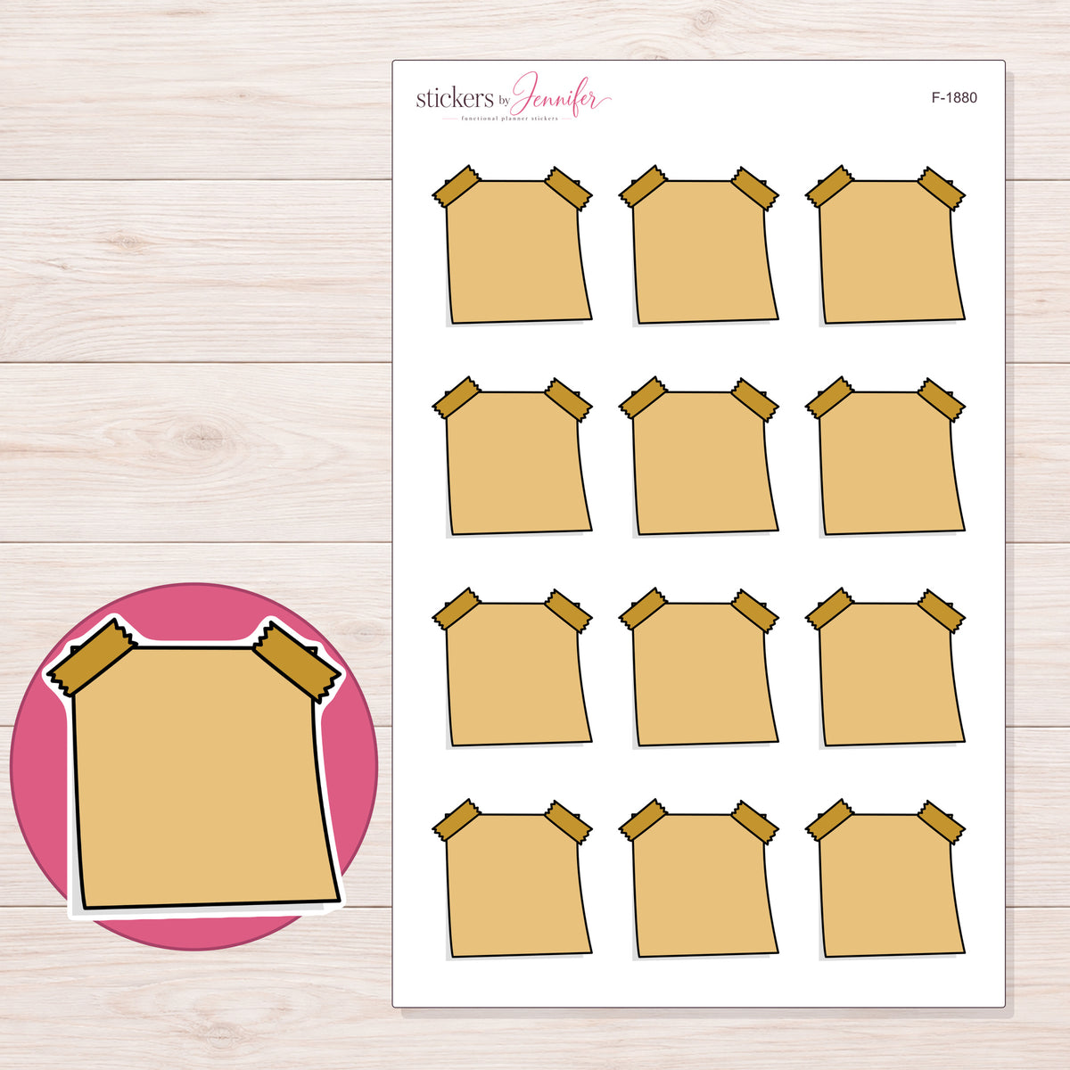 F-1880 planner sticker sheet with enlarged sticker detail