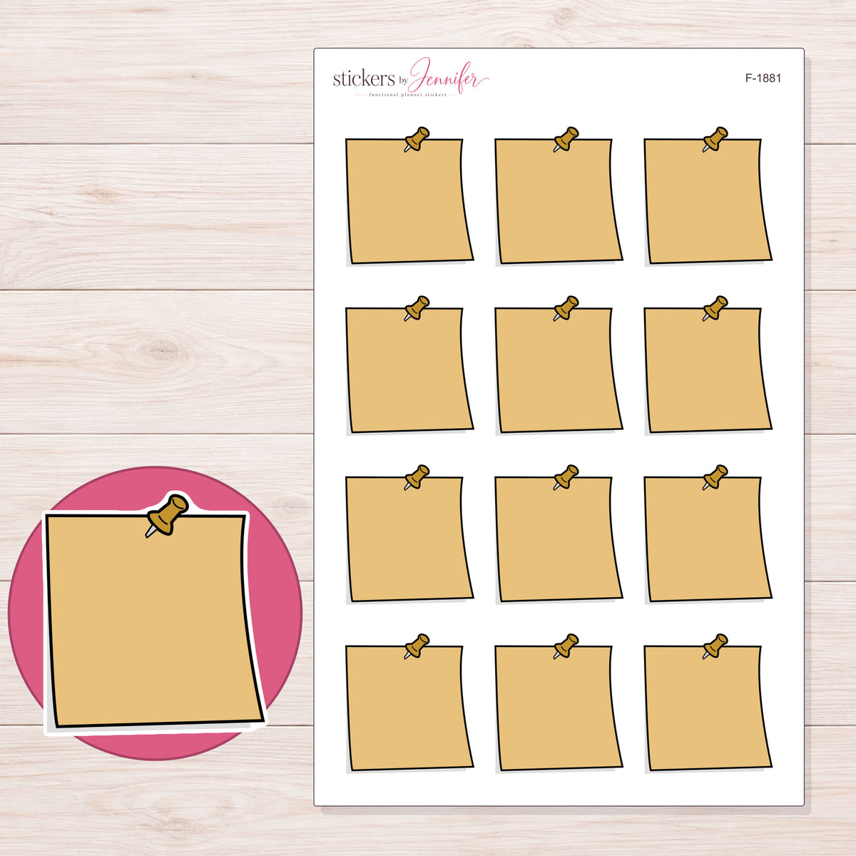 F-1881 planner sticker sheet with enlarged sticker detail