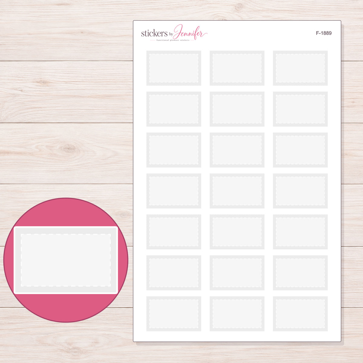 F-1889 planner sticker sheet with enlarged sticker detail