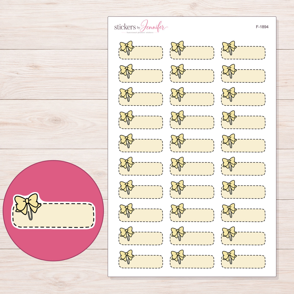 F-1894 planner sticker sheet with enlarged sticker detail