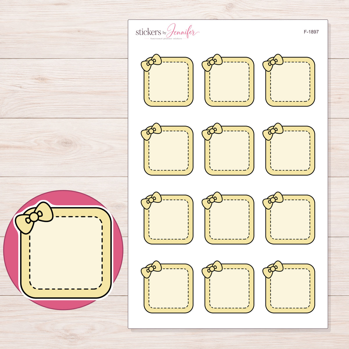 F-1897 planner sticker sheet with enlarged sticker detail