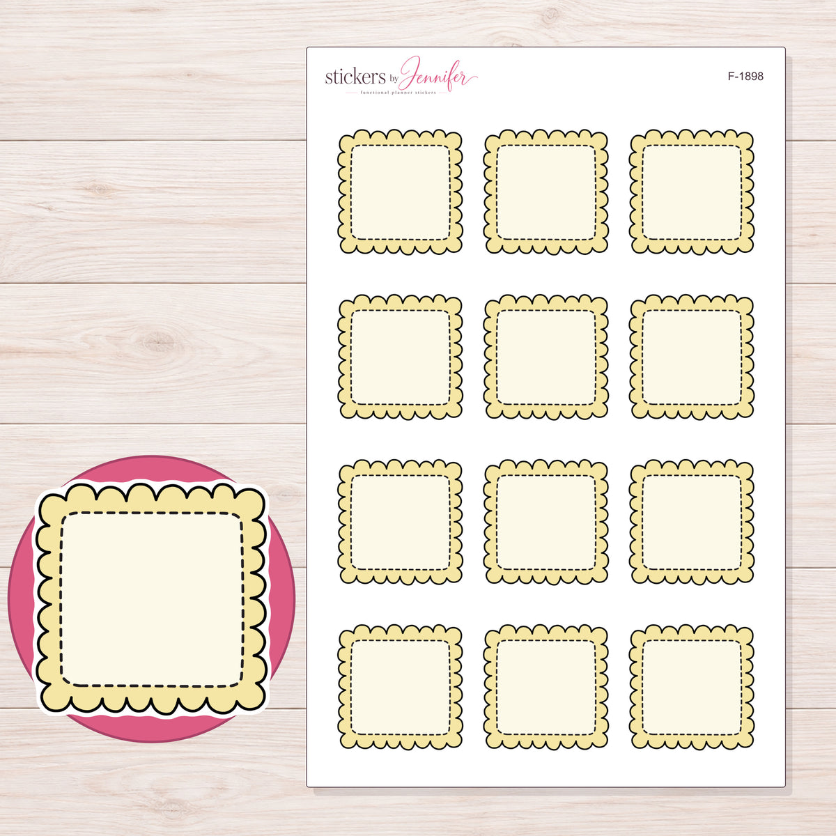 F-1898 planner sticker sheet with enlarged sticker detail