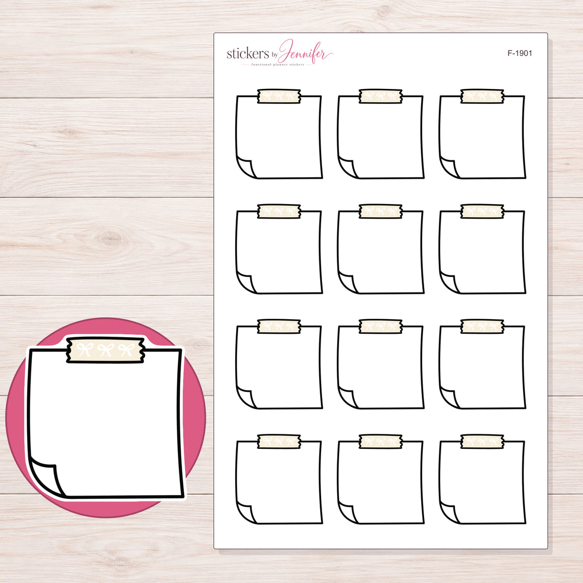 F-1901 planner sticker sheet with enlarged sticker detail
