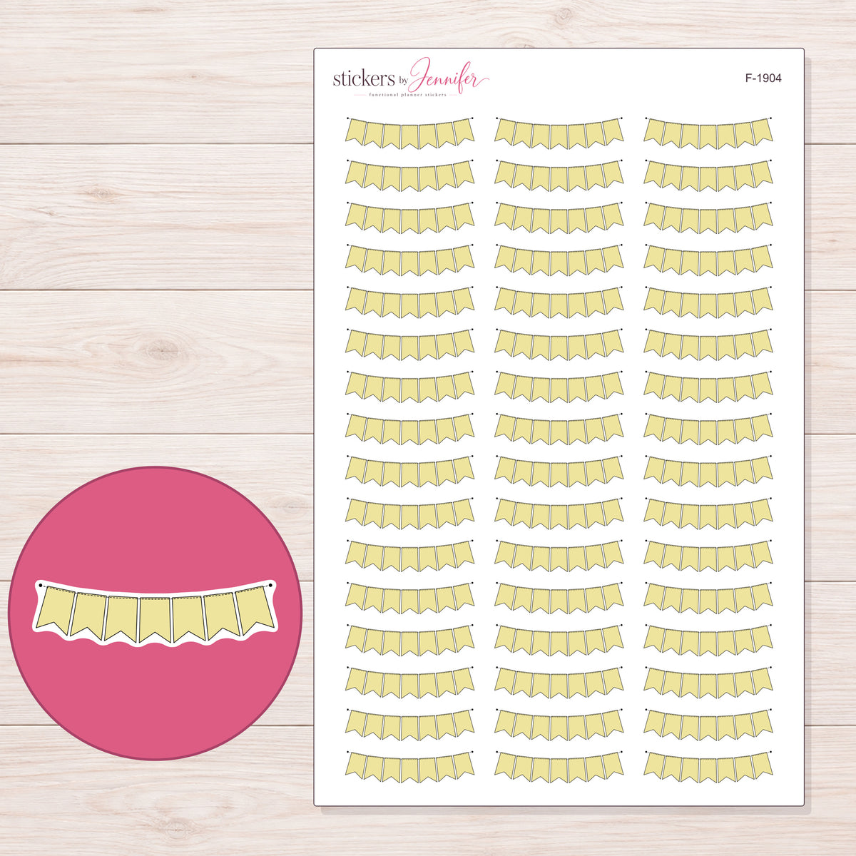 F-1904 planner sticker sheet with enlarged sticker detail