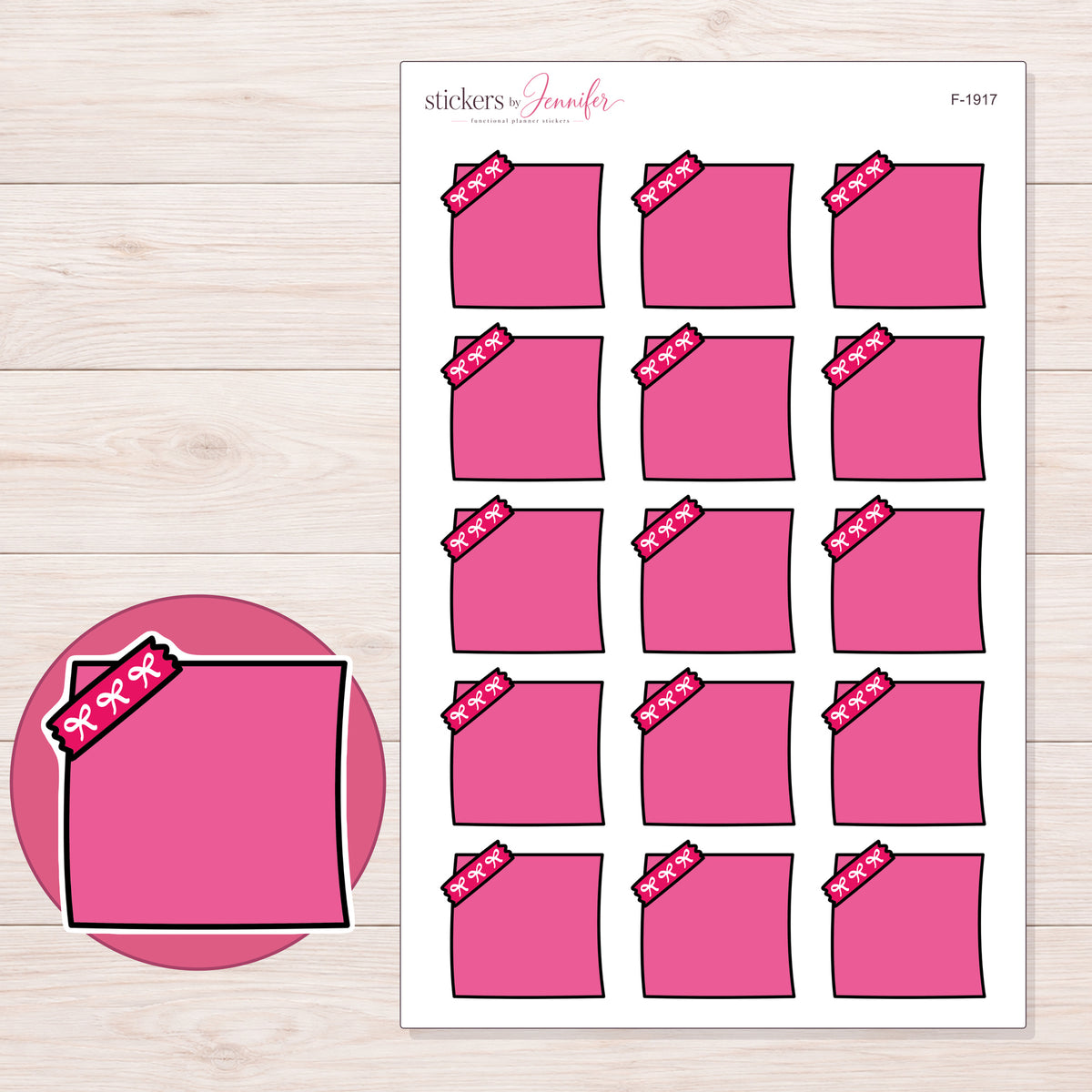 F-1917 planner sticker sheet with enlarged sticker detail