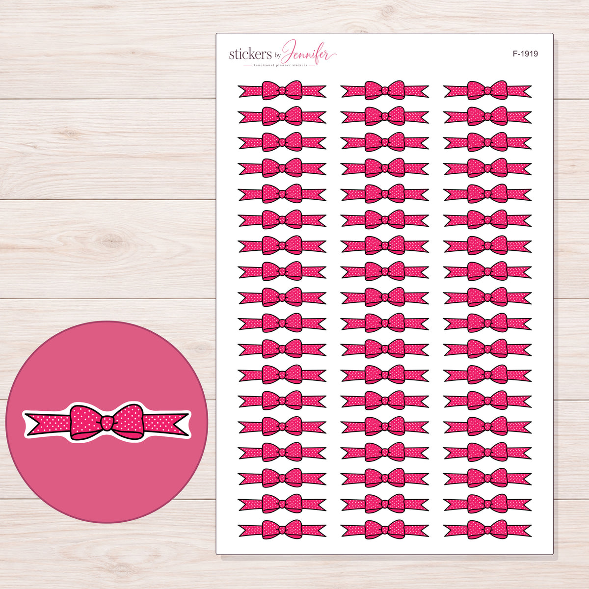 F-1919 planner sticker sheet with enlarged sticker detail