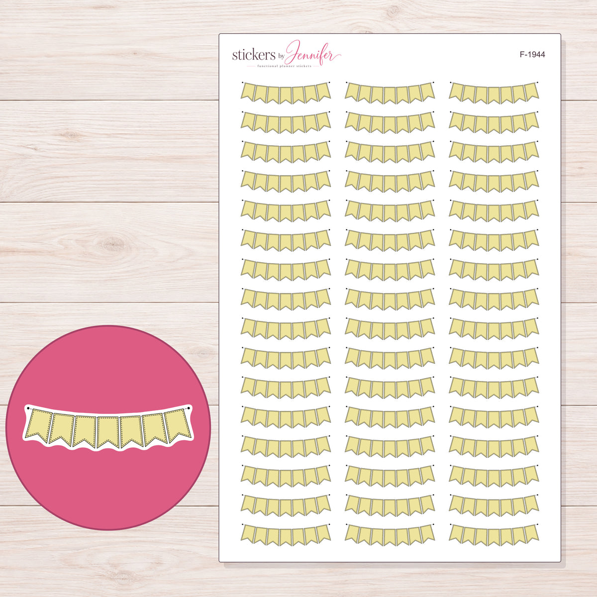 F-1944 planner sticker sheet with enlarged sticker detail