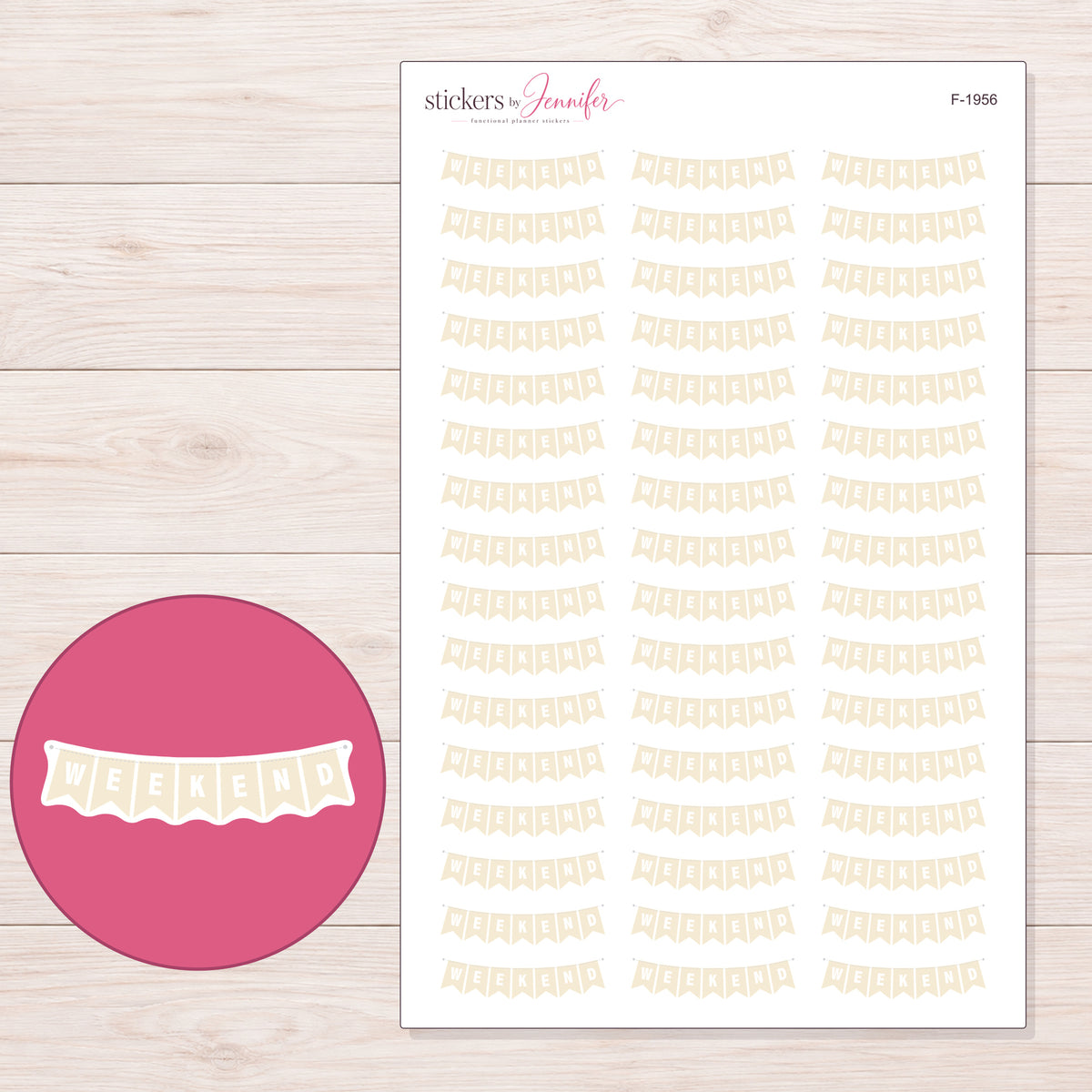F-1956 planner sticker sheet with enlarged sticker detail