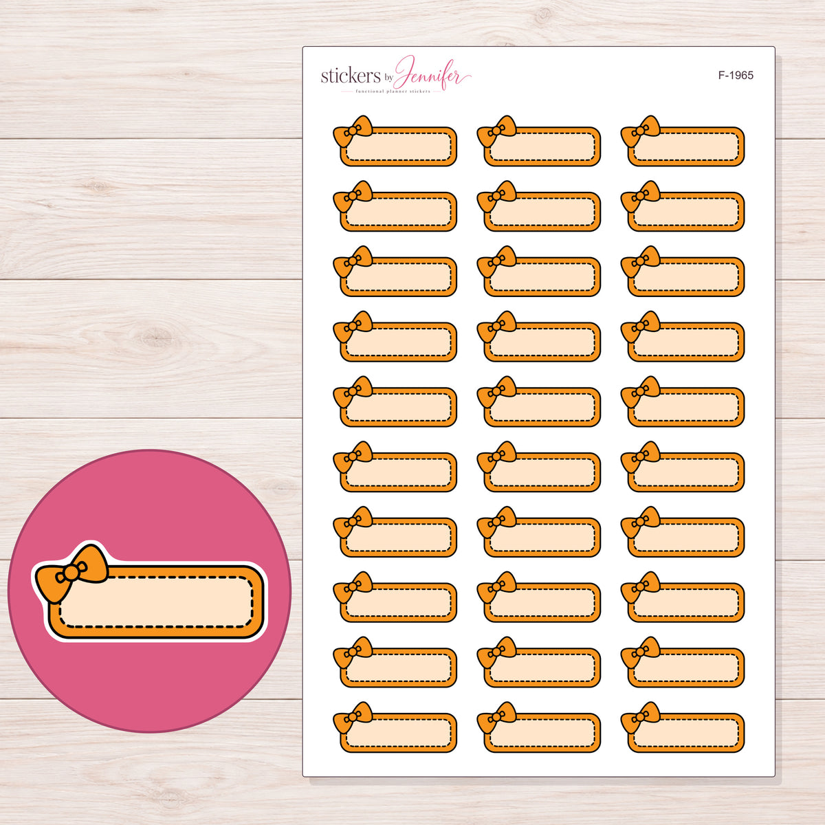 F-1965 planner sticker sheet with enlarged sticker detail