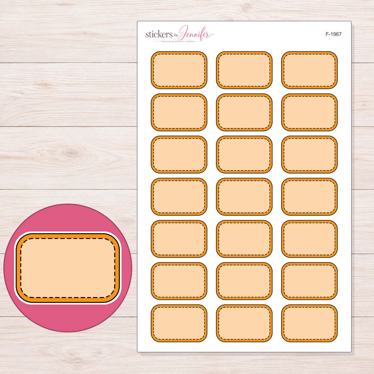 F-1967 planner sticker sheet with enlarged sticker detail