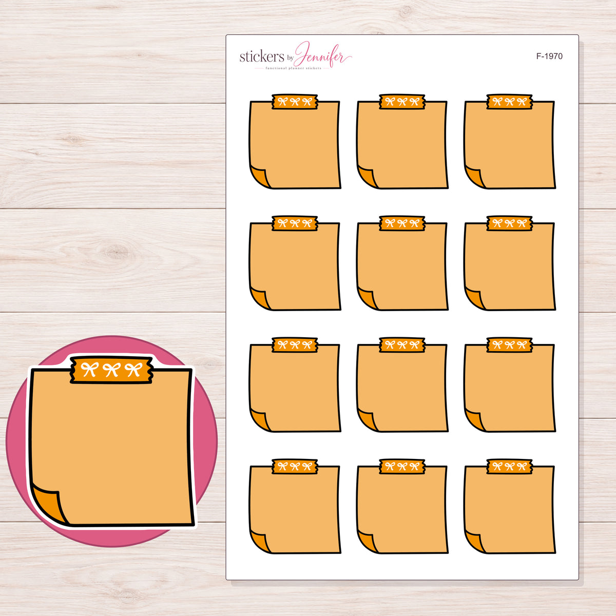 F-1970 planner sticker sheet with enlarged sticker detail