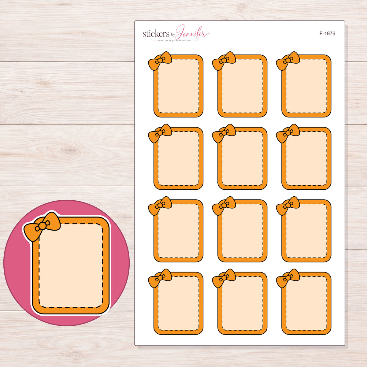 F-1976 planner sticker sheet with enlarged sticker detail