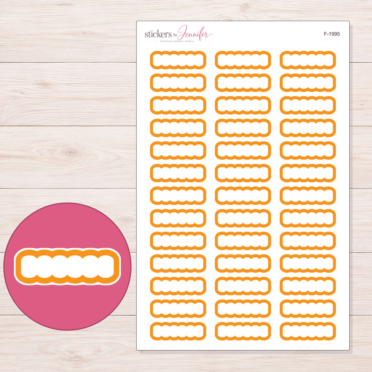 F-1995 planner sticker sheet with enlarged sticker detail