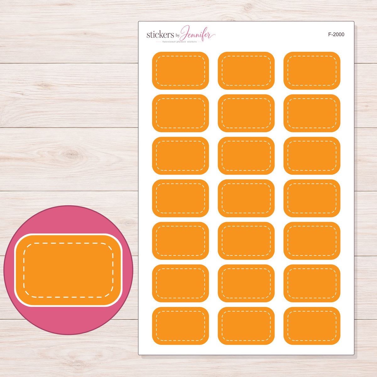 F-2000 planner sticker sheet with enlarged sticker detail