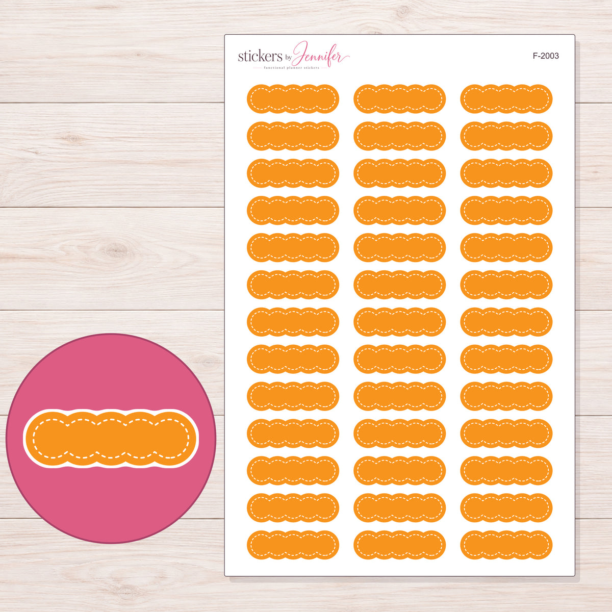 F-2003 planner sticker sheet with enlarged sticker detail