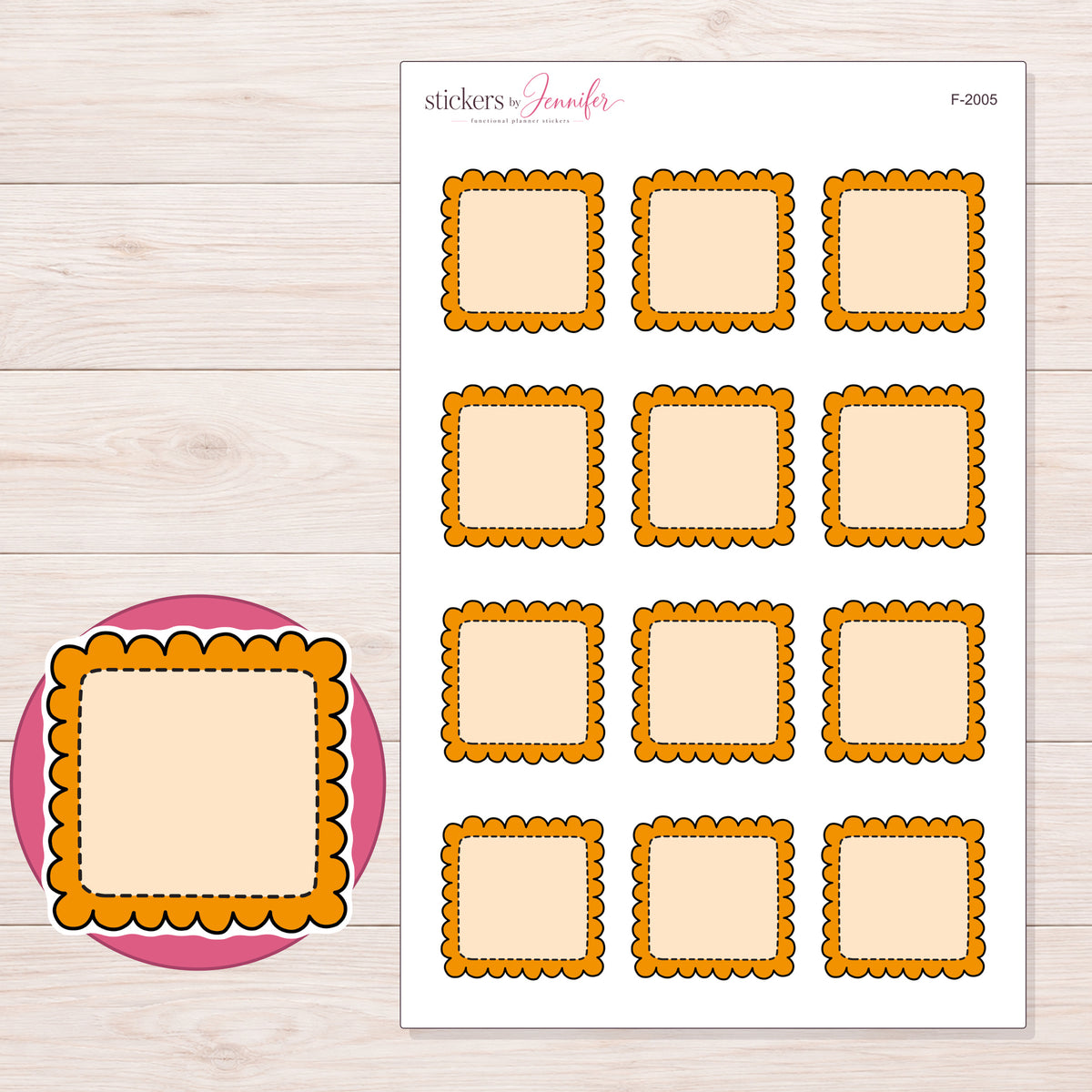 F-2005 planner sticker sheet with enlarged sticker detail