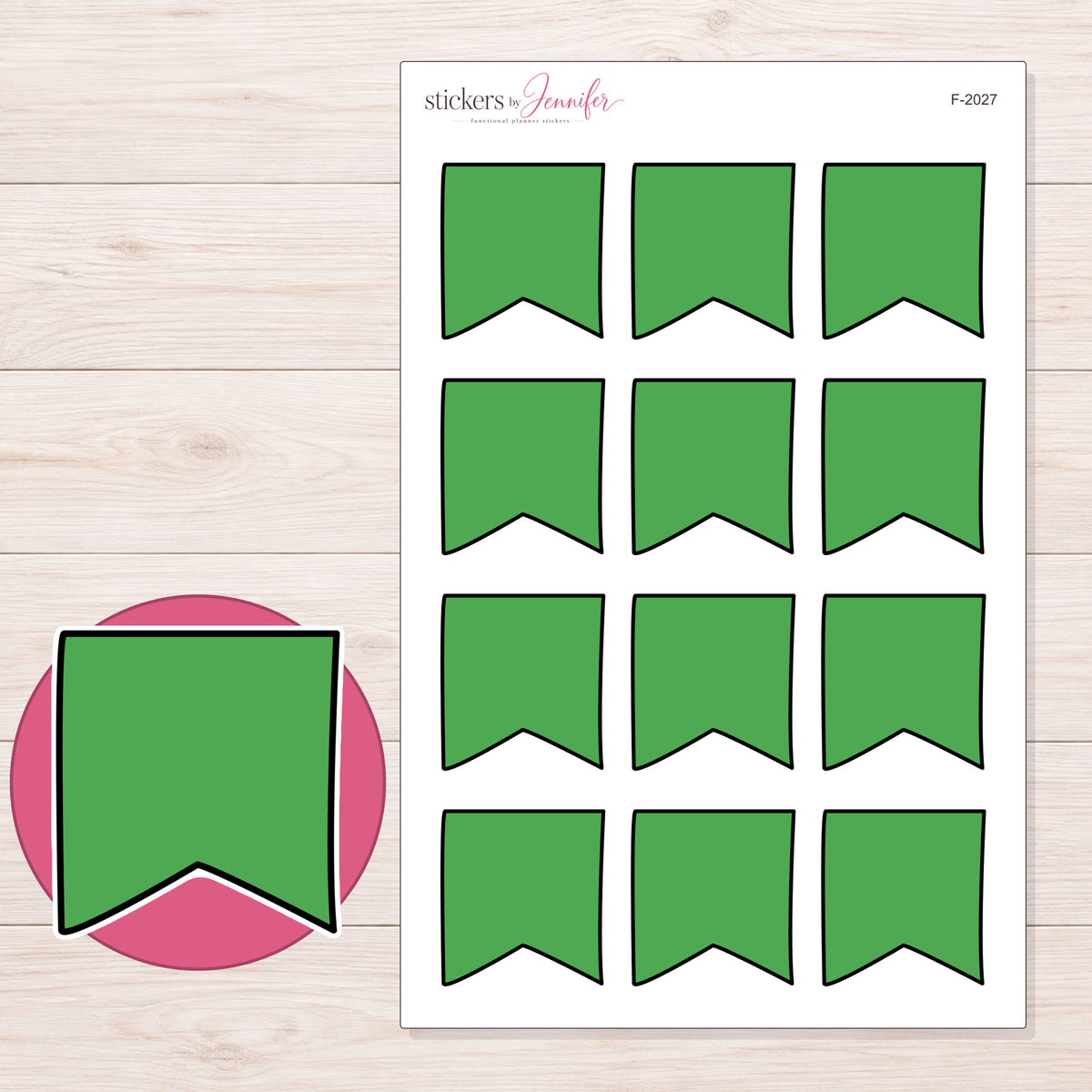 F-2027 planner sticker sheet with enlarged sticker detail