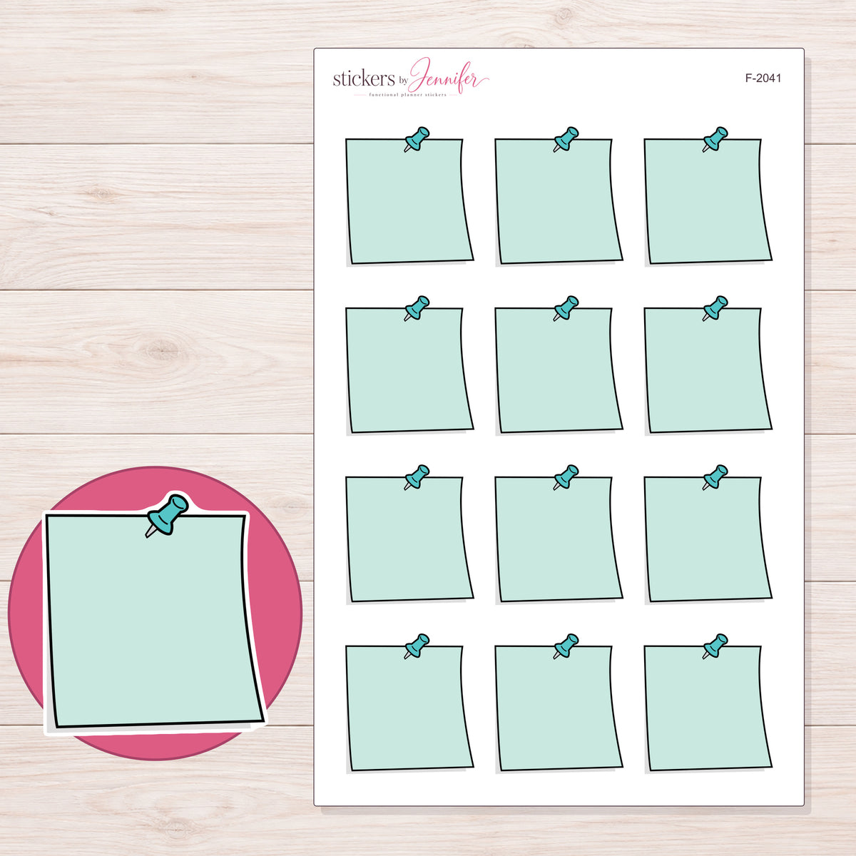 F-2041 planner sticker sheet with enlarged sticker detail