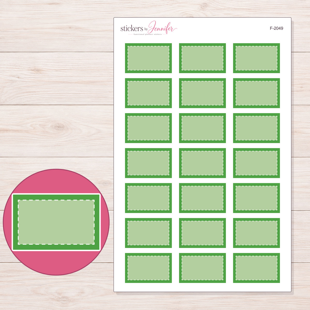 F-2049 planner sticker sheet with enlarged sticker detail