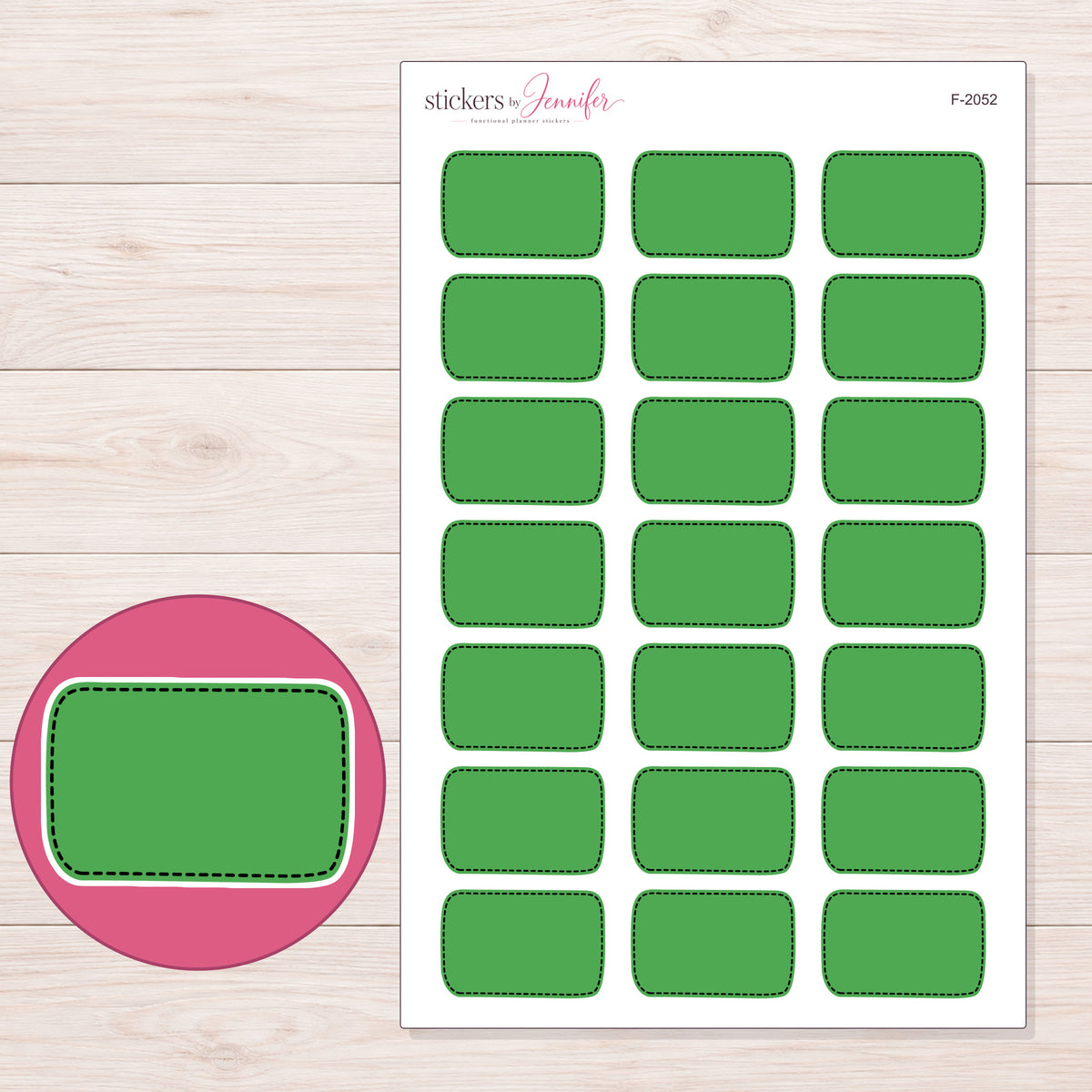 F-2052 planner sticker sheet with enlarged sticker detail