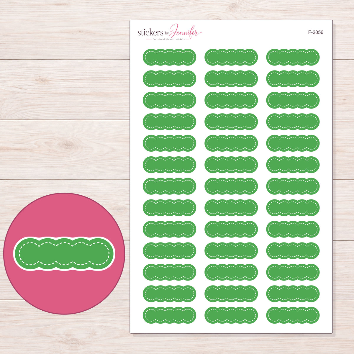 F-2056 planner sticker sheet with enlarged sticker detail