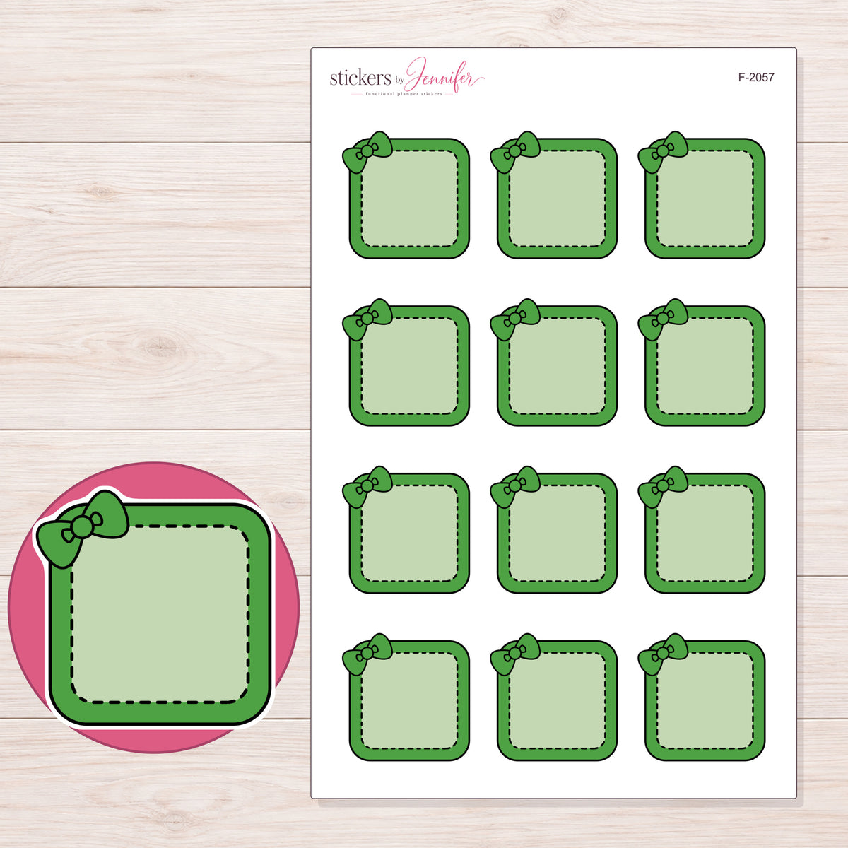F-2057 planner sticker sheet with enlarged sticker detail