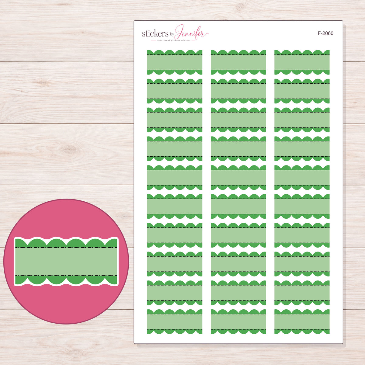 F-2060 planner sticker sheet with enlarged sticker detail