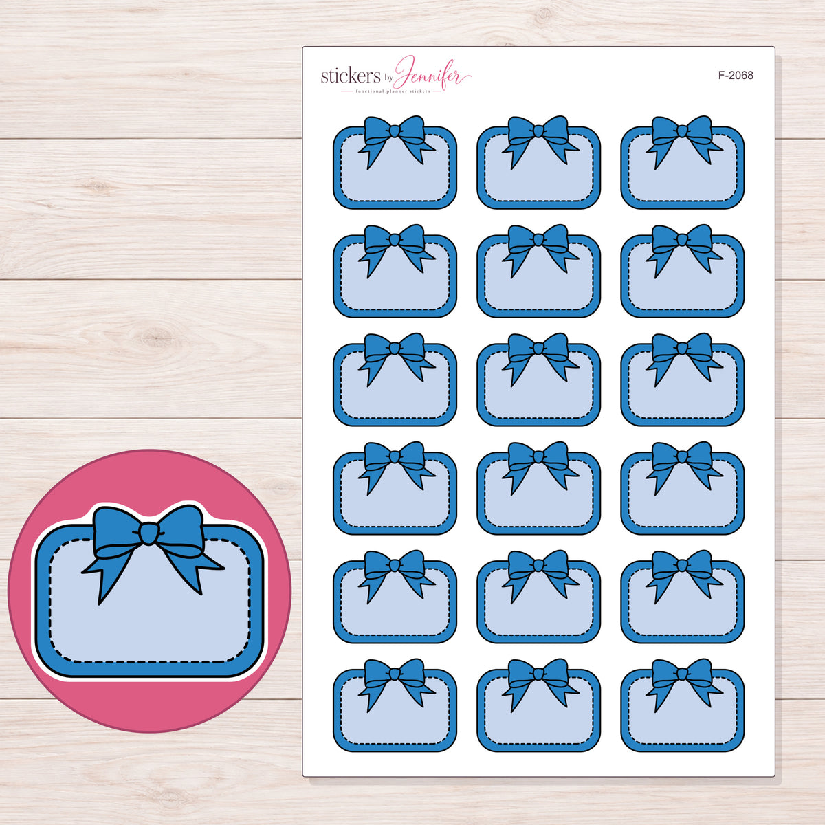 F-2068 planner sticker sheet with enlarged sticker detail