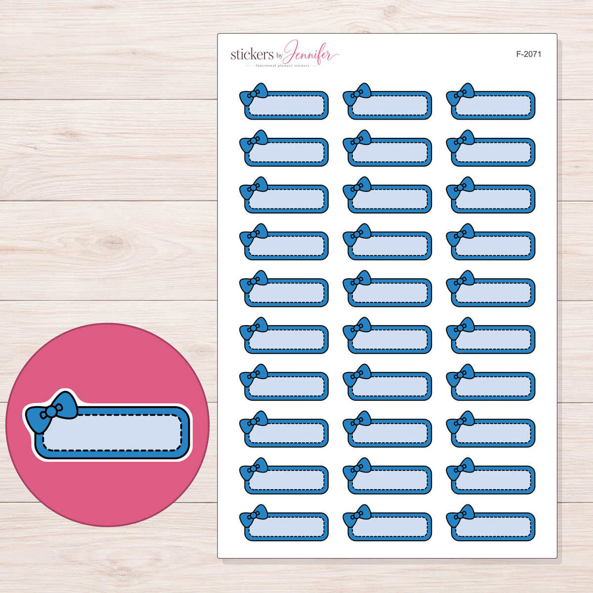 F-2071 planner sticker sheet with enlarged sticker detail