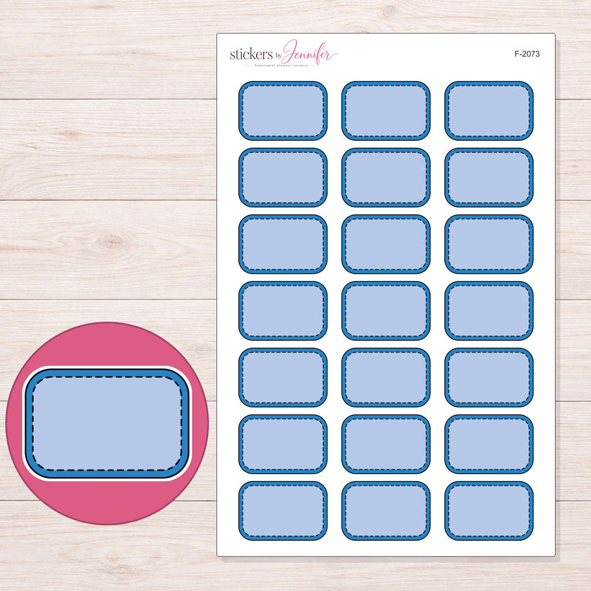 F-2073 planner sticker sheet with enlarged sticker detail