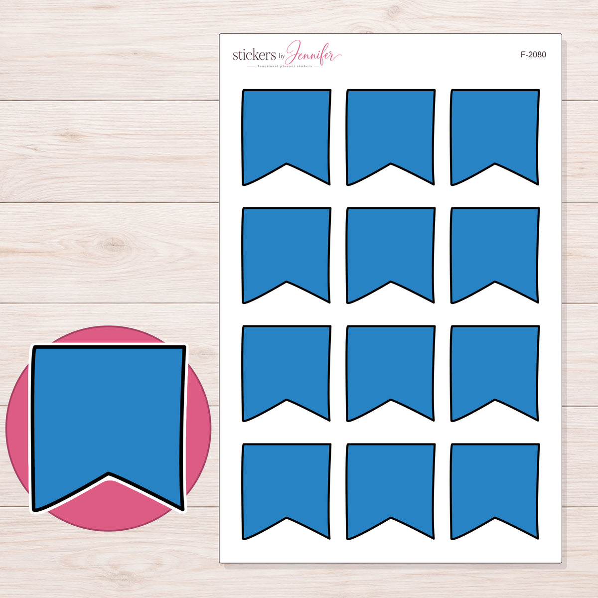 F-2080 planner sticker sheet with enlarged sticker detail