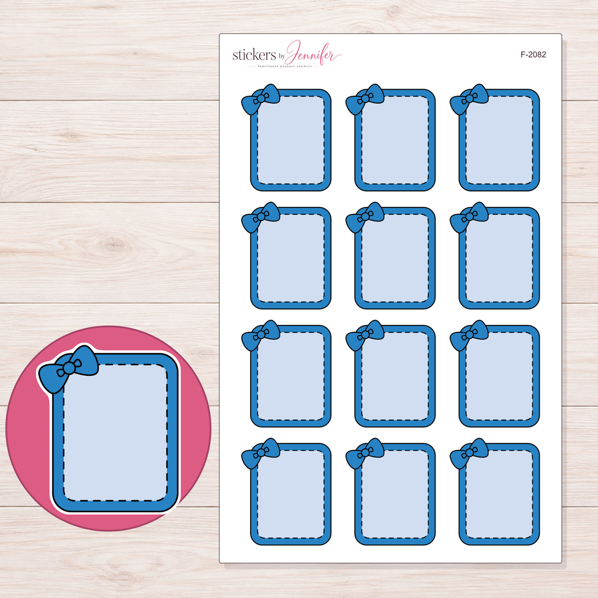 F-2082 planner sticker sheet with enlarged sticker detail