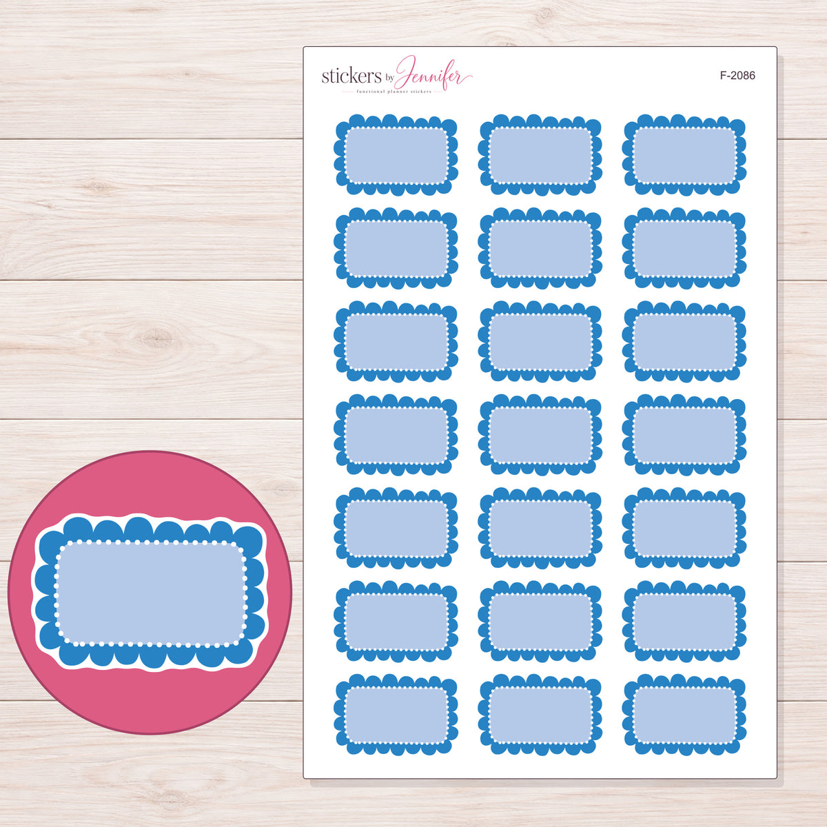 F-2086 planner sticker sheet with enlarged sticker detail