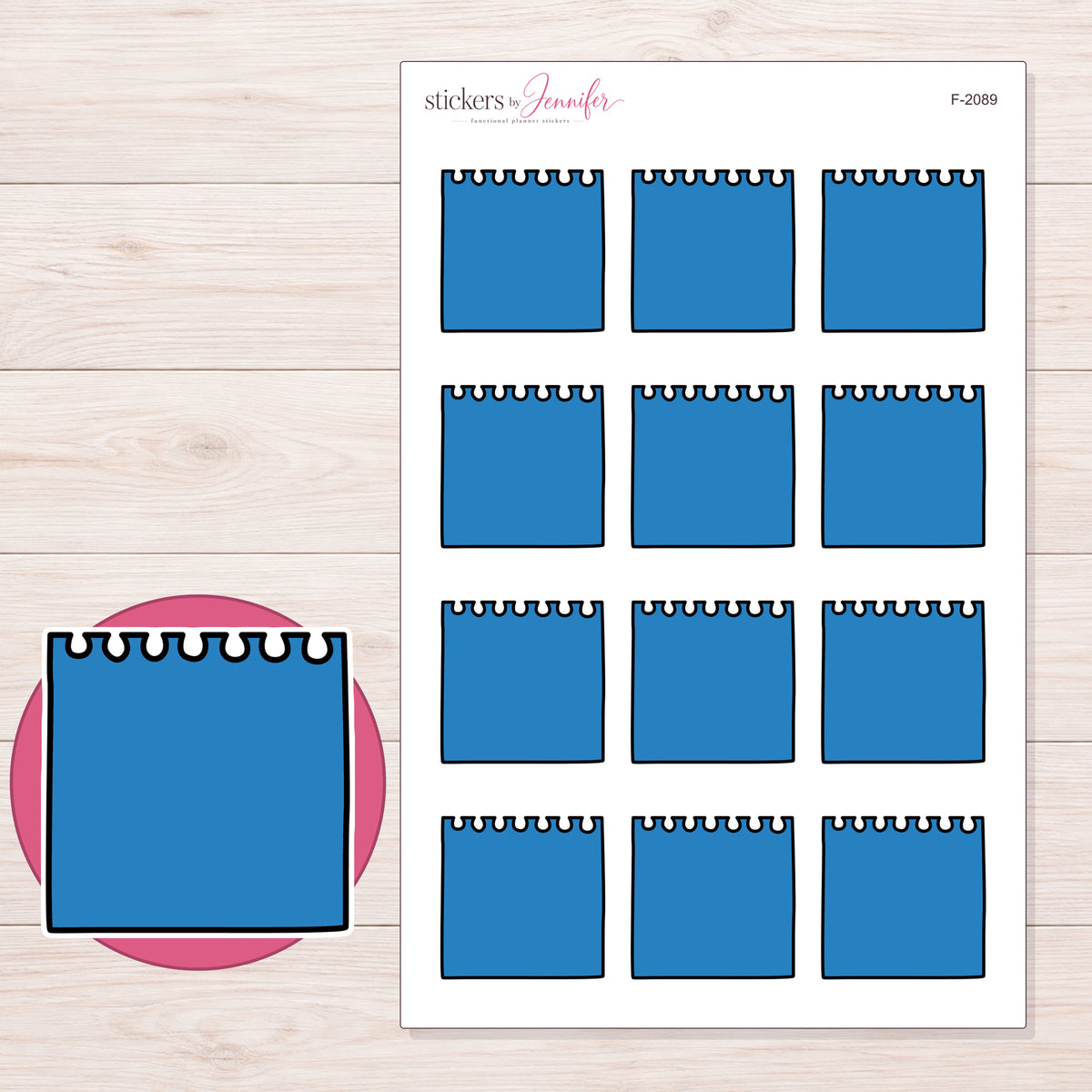 F-2089 planner sticker sheet with enlarged sticker detail