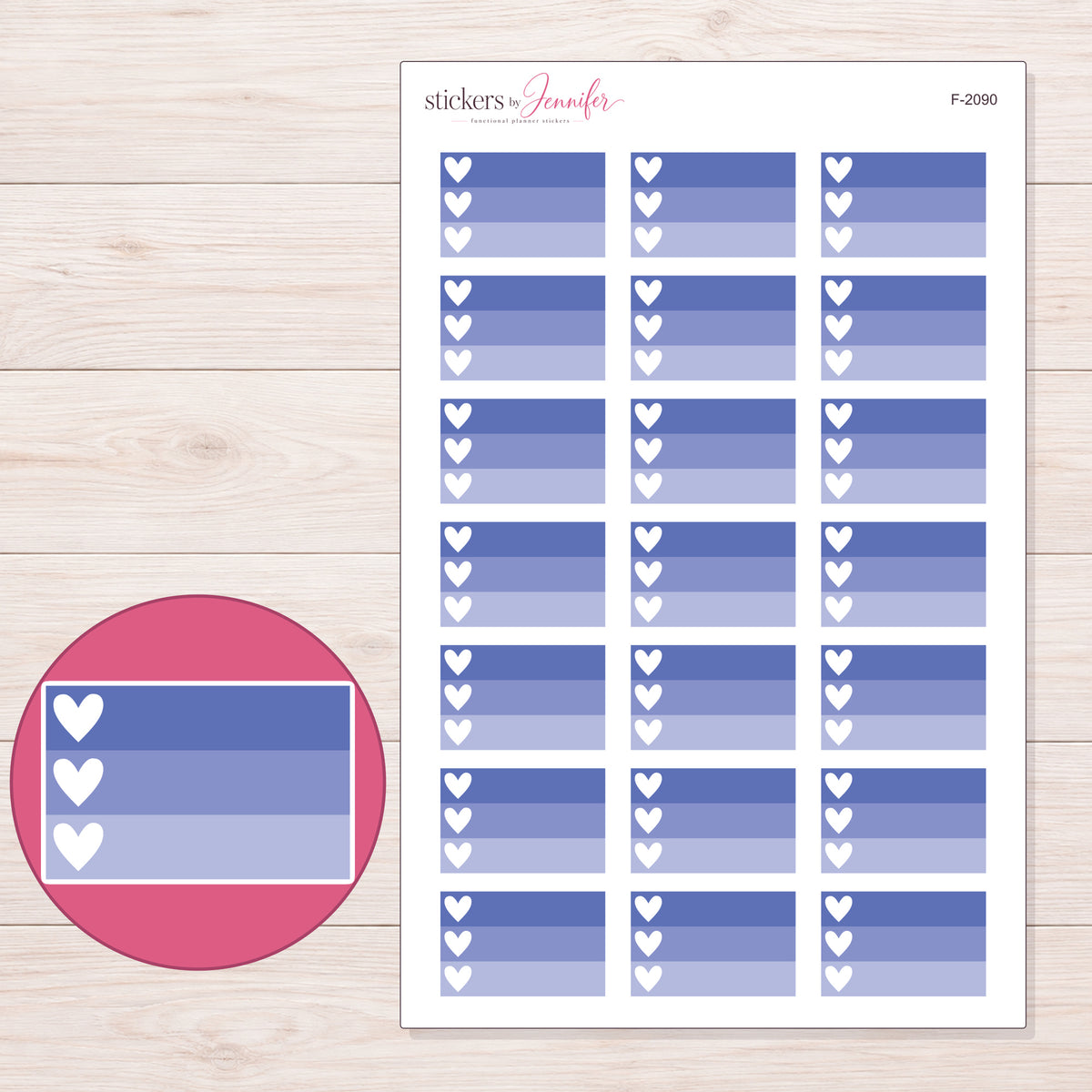 F-2090 planner sticker sheet with enlarged sticker detail