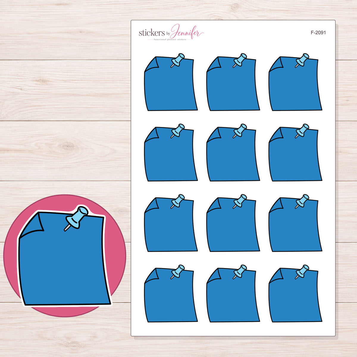 F-2091 planner sticker sheet with enlarged sticker detail