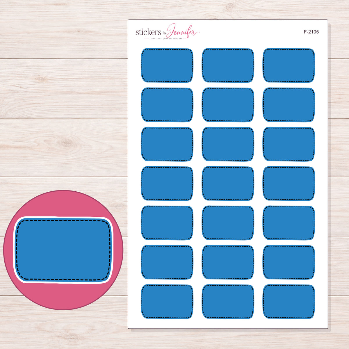 F-2105 planner sticker sheet with enlarged sticker detail