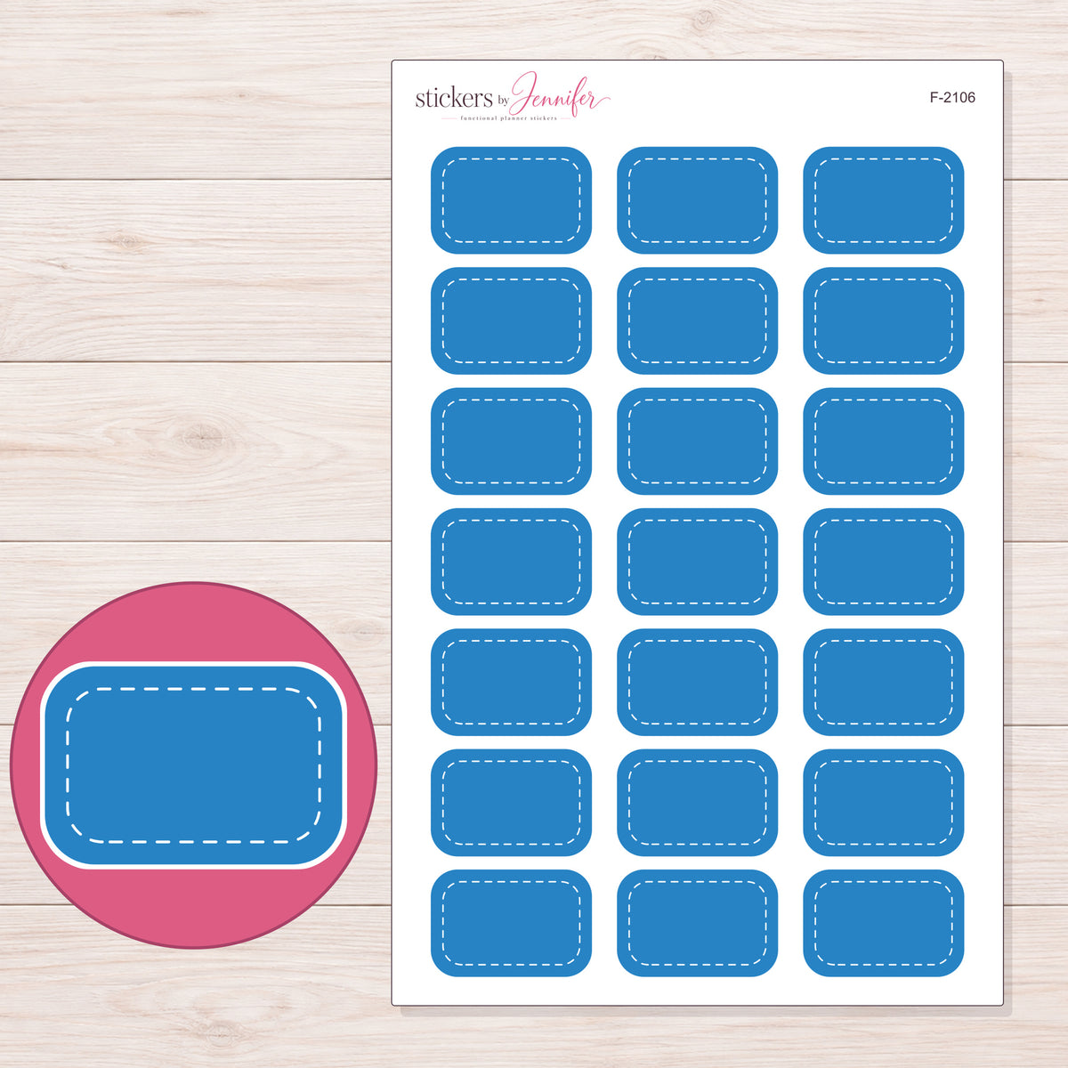 F-2106 planner sticker sheet with enlarged sticker detail