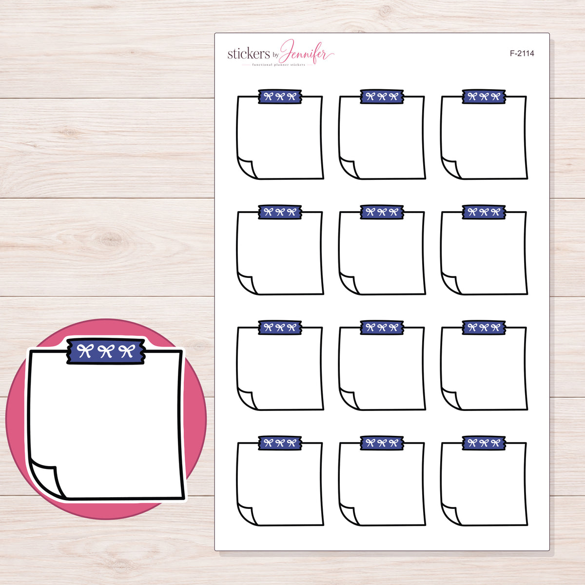 F-2114 planner sticker sheet with enlarged sticker detail