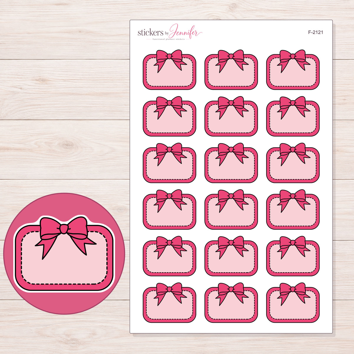 F-2121 planner sticker sheet with enlarged sticker detail