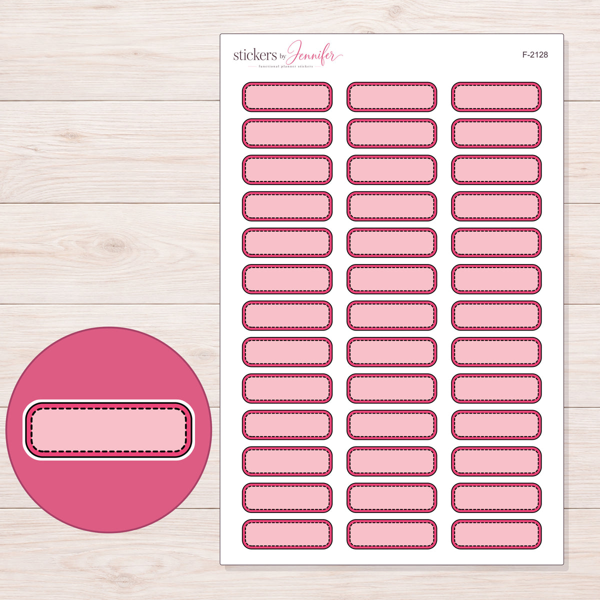 F-2128 planner sticker sheet with enlarged sticker detail