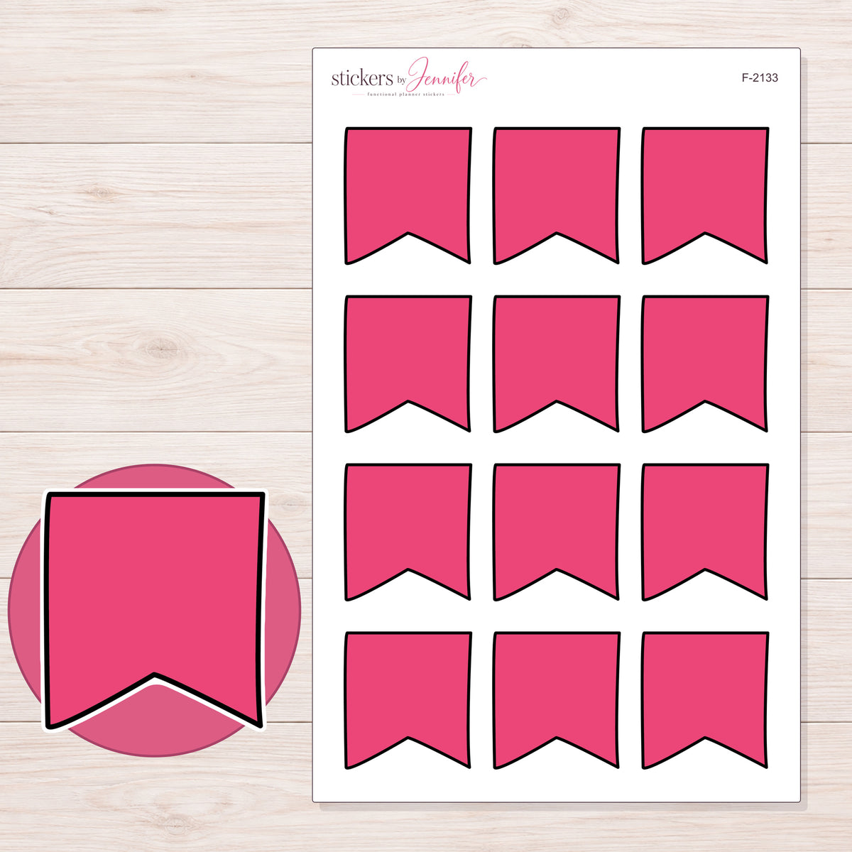 F-2133 planner sticker sheet with enlarged sticker detail