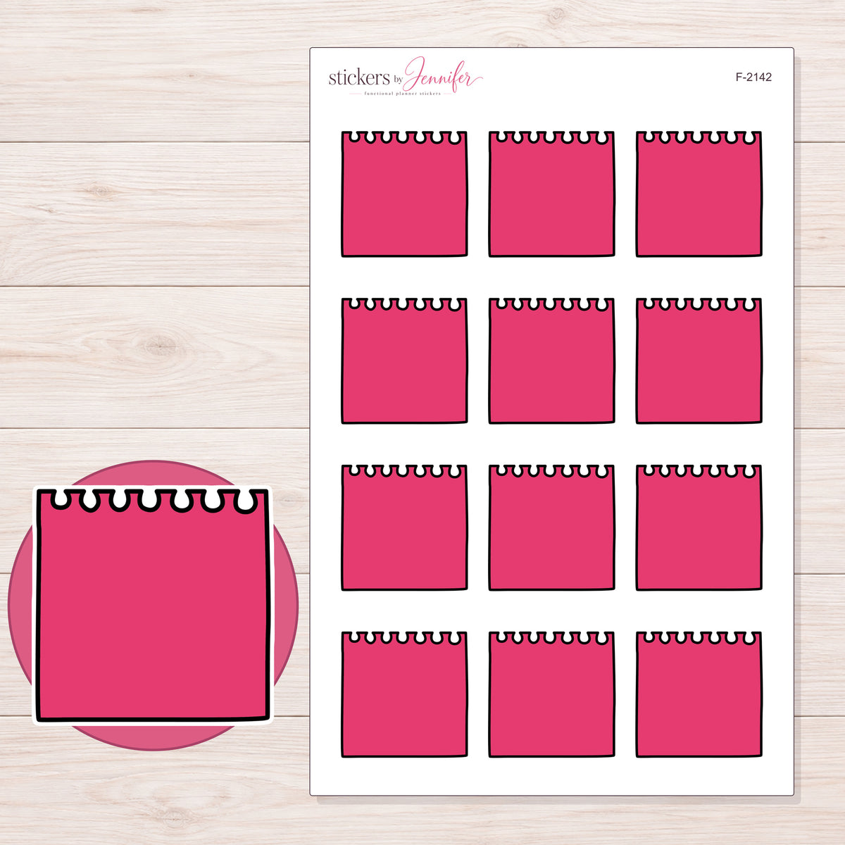 F-2142 planner sticker sheet with enlarged sticker detail