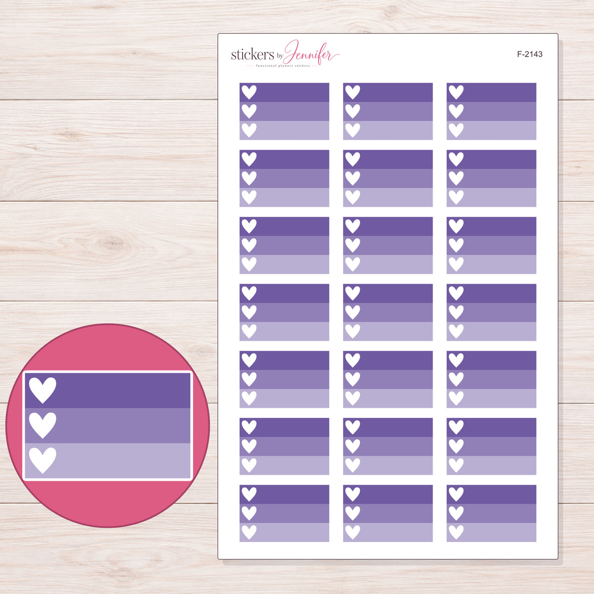 F-2143 planner sticker sheet with enlarged sticker detail
