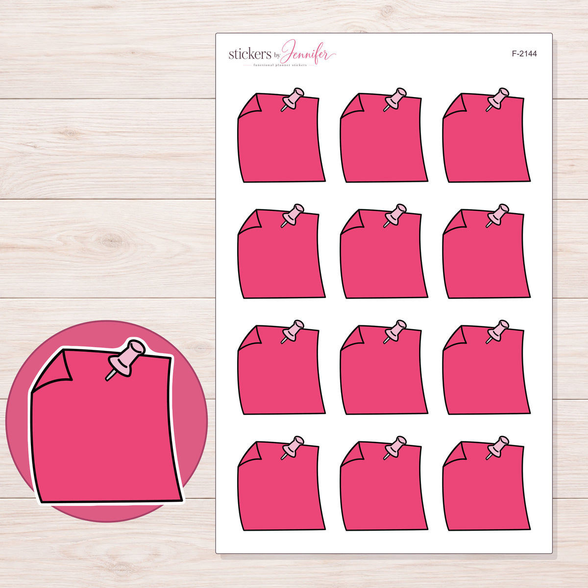 F-2144 planner sticker sheet with enlarged sticker detail